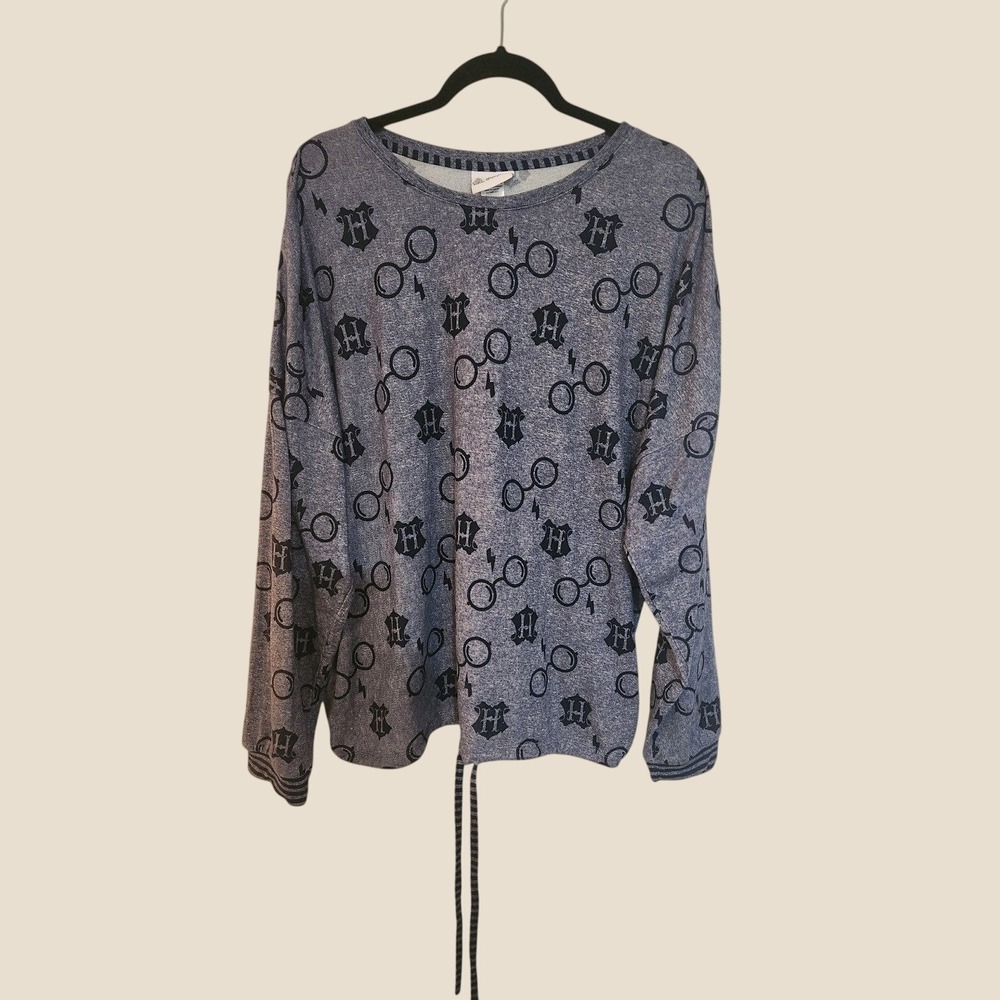 Wizarding World Harry Potter Blue Hacci Knit Tie Front Pajama Top 2X Loungewear